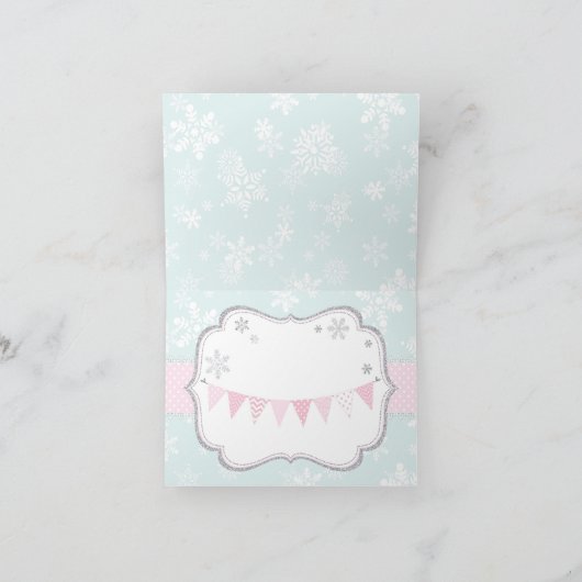 スノーフレークシルバーグリッターウィンターサンキュー サンキューカード (内部)