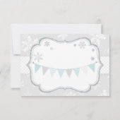 スノーフレークシルバーグリッター冬サンキューカード 招待状 (裏面)