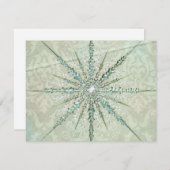 スノーフレークシルバーティール(緑がかった色)エレガントヴィンテージ冬 シーズンカード (正面/裏面)