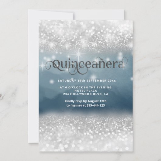 スノーフレークシルバードレスティアラグラデーションキンセアニラ 招待状 (裏面)