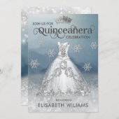 スノーフレークシルバードレスティアラグラデーションキンセアニラ 招待状 (正面/裏面)