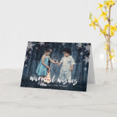 スノーフレークシーズンクリスマスホリデーフォト折りたたみ カード (黄色い花)