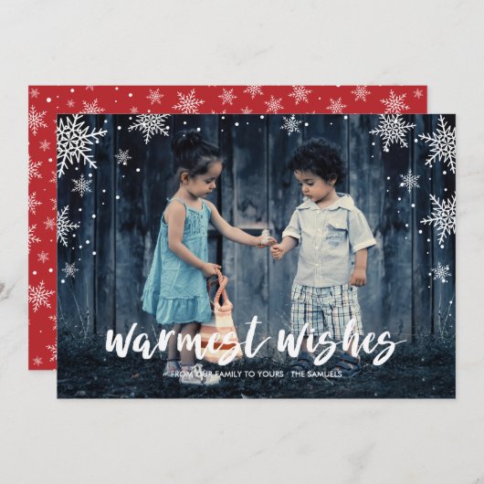 スノーフレークシーズンクリスマスホリデーフォト シーズンカード (正面/裏面)