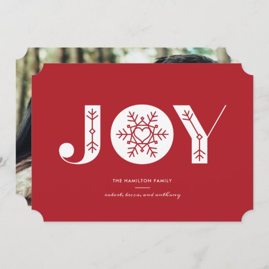 スノーフレークジョイモダンスクリスマスカード シーズンカード (正面/裏面)