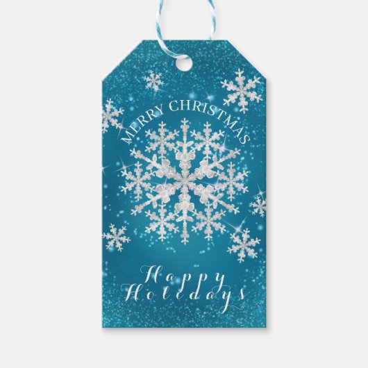 スノーフレークスアクアホワイト ギフトタグ (正面)
