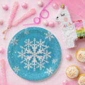 スノーフレークスアクアホワイト ペーパープレート (パーティー)
