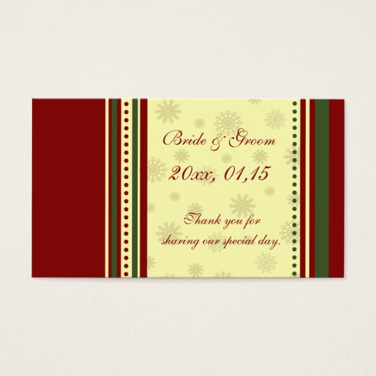 スノーフレークスウィンターウェディングメッセージカード (正面)