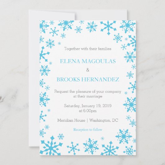 スノーフレークスウィンターウェディング招待状 招待状 (正面)
