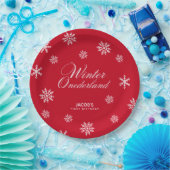 スノーフレークスウィンターオンダーランドボーイファースト誕生日 ペーパープレート (パーティー)