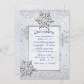 スノーフレークスウィンターキンセアニラスウィート16 招待状 (正面/裏面)