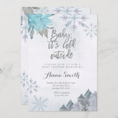 スノーフレークスウィンターベイビーシャワー招待状 招待状 (正面/裏面)