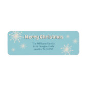 スノーフレークスウィンターホリデーブルーシンプルおもしろいミニマル ラベル (正面)