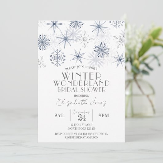 スノーフレークスウィンターワンダーランドブライダルシャワー 招待状 (スタンド正面)