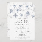 スノーフレークスウィンターワンダーランドブライダルシャワー 招待状 (正面/裏面)