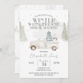 スノーフレークスウィンターワンダーランドブライダルシャワー 招待状 (正面/裏面)