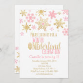 スノーフレークスウィンターワンダーランド誕生日招待状 招待状 (正面/裏面)