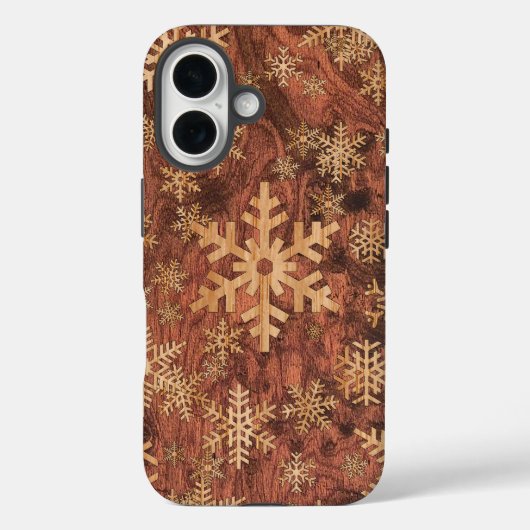 スノーフレークスウッドインレイグラフィックプリントデコールオン Case-Mate iPhoneケース (裏面)