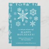 スノーフレークスオンターコイズビジネスホリデーサンキュー 招待状 (正面/裏面)