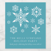 スノーフレークスオンターコイズホリデーパーティクリスマス ワインラベル (シングルラベル)