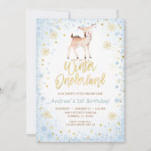 スノーフレークスオンダーランドクリスマストインデア誕生日 招待状 (正面)