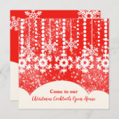 スノーフレークスオンレッドクリスマスパーティの招待状 招待状 (正面/裏面)