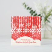 スノーフレークスオンレッドクリスマスパーティの招待状 招待状 (スタンド正面)