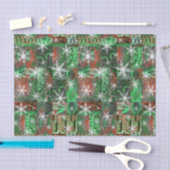 スノーフレークスオンレッドグリーンホリデイティッシュペーパー 薄葉紙 (クラフト)