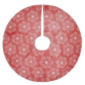 スノーフレークスオンレッドホリデーツリースカート ブラッシュドポリエステルツリースカート (正面)