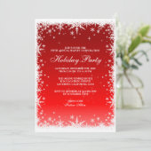 スノーフレークスオンレッドホリデーパーティー招待状 招待状 (スタンド正面)
