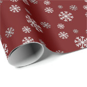 スノーフレークスオンレッドラッピング紙 ラッピングペーパー (ロールコーナー)