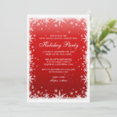 スノーフレークスオンレッド企業のホリデーパーティー 招待状 (スタンド正面)