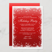 スノーフレークスオンレッド企業のホリデーパーティー 招待状 (正面/裏面)