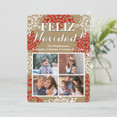 スノーフレークスクリスマスクラフト4 Photo Feliz Navidad シーズンカード (スタンド正面)