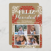 スノーフレークスクリスマスクラフト4 Photo Feliz Navidad シーズンカード (正面/裏面)