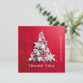 スノーフレークスクリスマスツリー企業のホリデー サンキューカード (スタンド正面)
