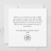 スノーフレークスクリスマスツリー企業のホリデー サンキューカード (裏面)