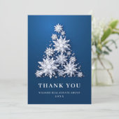 スノーフレークスクリスマスツリー企業のホリデー サンキューカード (スタンド正面)