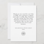 スノーフレークスクリスマスツリー企業のホリデー サンキューカード (裏面)