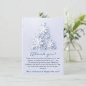 スノーフレークスクリスマスツリー企業のホリデー サンキューカード (スタンド正面)
