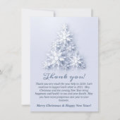 スノーフレークスクリスマスツリー企業のホリデー サンキューカード (正面)