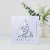 スノーフレークスクリスマスツリー企業のホリデー サンキューカード (スタンド正面)