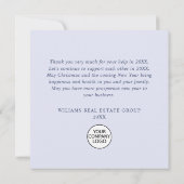 スノーフレークスクリスマスツリー企業のホリデー サンキューカード (裏面)