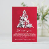 スノーフレークスクリスマスツリー企業のホリデー サンキューカード (スタンド正面)