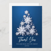 スノーフレークスクリスマスツリー企業のホリデー サンキューカード (正面/裏面)