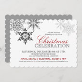スノーフレークスクリスマスパーティの招待状 招待状 (正面/裏面)