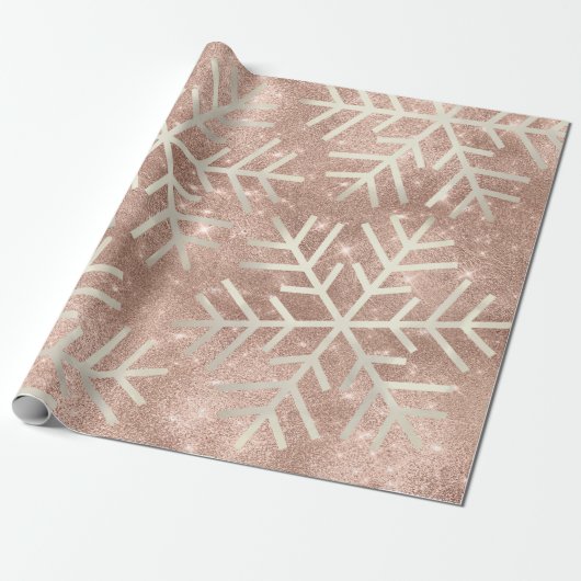スノーフレークスクリスマスホリデーバラスパークグリッター ラッピングペーパー (アンロールド)