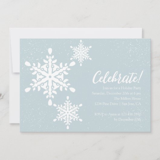 スノーフレークスクリスマスホリデーパーティー 招待状 (正面)