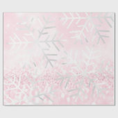スノーフレークスクリスマスホリデーピンクスパークグリッター ラッピングペーパー (フラット)