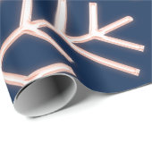 スノーフレークスクリスマスホリデーピンクブルーネイビー ラッピングペーパー (ロールコーナー)