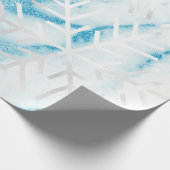 スノーフレークスクリスマスホリデーブルーマーブルグレー ラッピングペーパー (角)